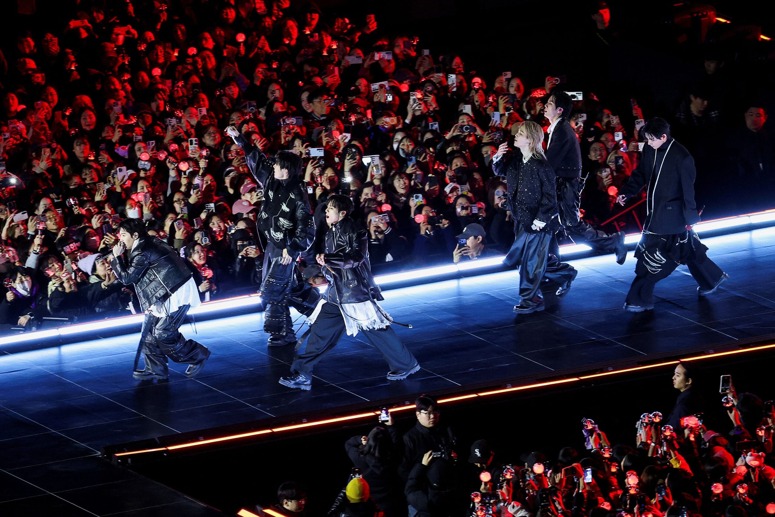 BTS performs at Goyang Stadium during the opening night of the ARIRANG world tour on April 9, 2026
