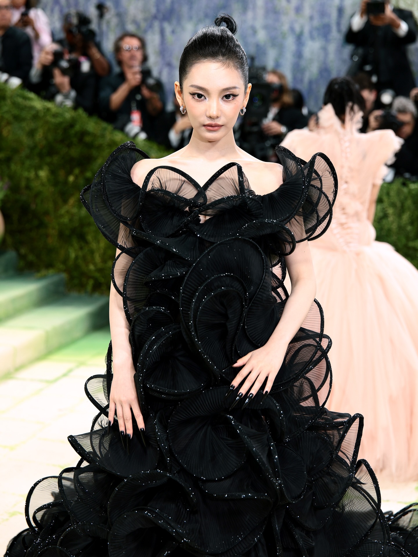 Ningning of aespa at the 2026 Met Gala wearing custom Gucci