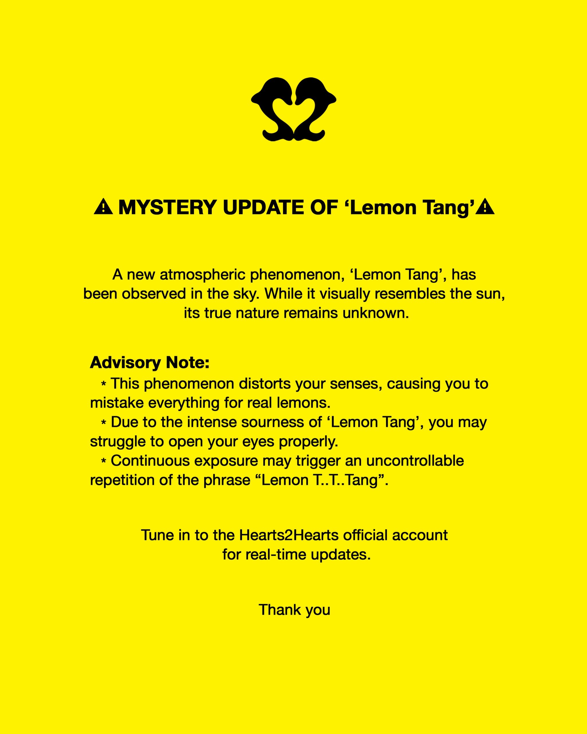 Official Hearts2Hearts Instagram graphic for Lemon Tang comeback